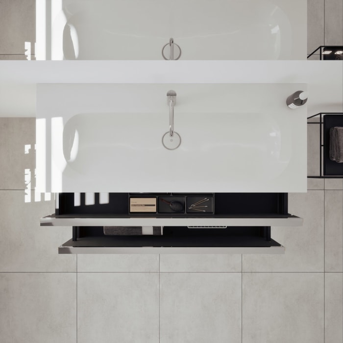 burgbad Fiumo 2.0 Mineralguss-Waschtisch mit Waschtischunterschrank 122 cm, mit Griff G0146