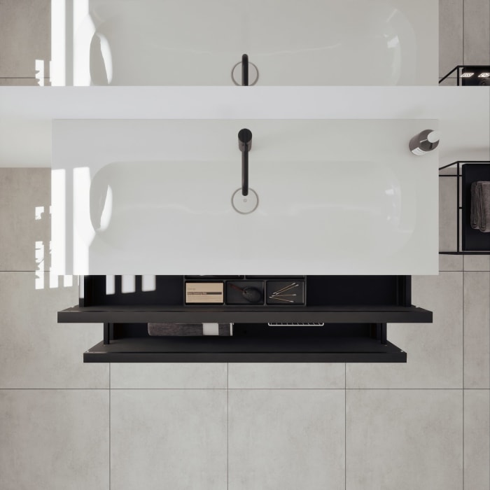 burgbad Fiumo 2.0 Mineralguss-Waschtisch mit Waschtischunterschrank 122 cm, mit Griff G0200