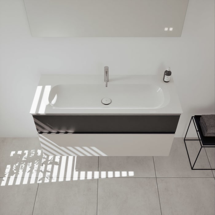 burgbad Fiumo 2.0 Mineralguss-Waschtisch mit Waschtischunterschrank 122 cm, mit Griff G0146