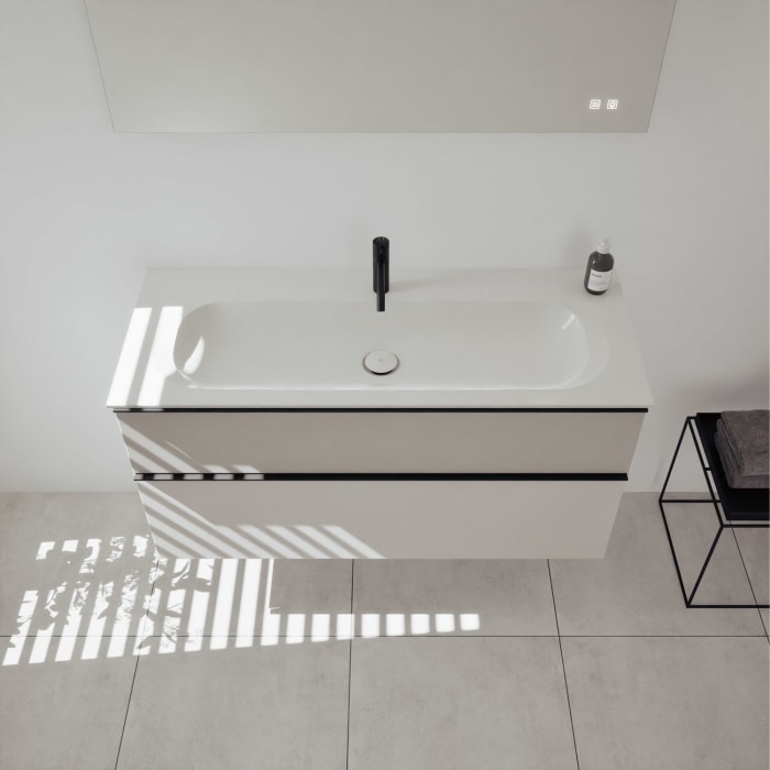 burgbad Fiumo 2.0 Mineralguss-Waschtisch mit Waschtischunterschrank 122 cm, mit Griff G0200