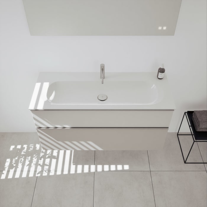 burgbad Fiumo 2.0 Mineralguss-Waschtisch mit Waschtischunterschrank 122 cm, mit Griff G0146