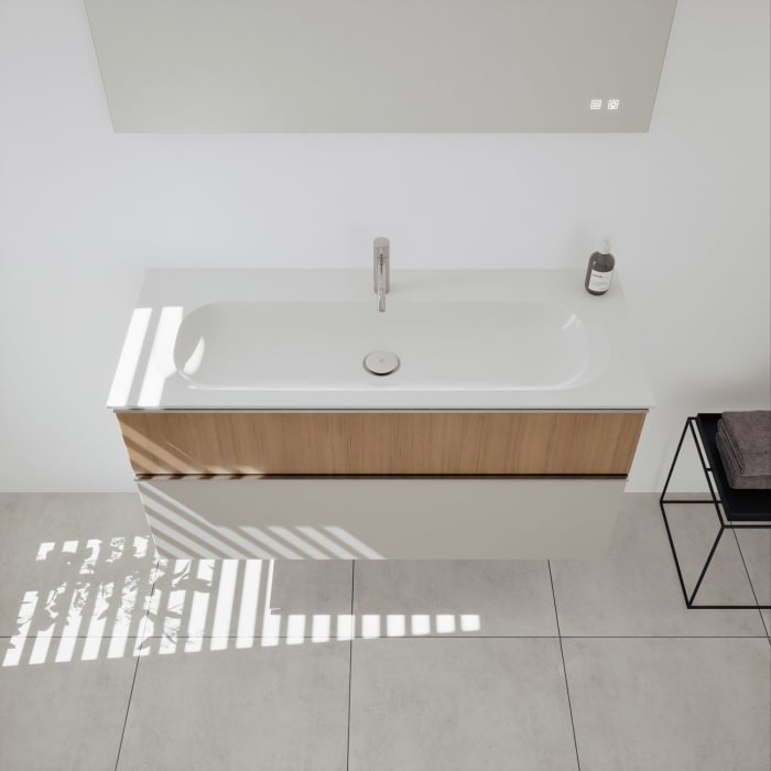 burgbad Fiumo 2.0 Mineralguss-Waschtisch mit Waschtischunterschrank 122 cm, mit Griff G0146