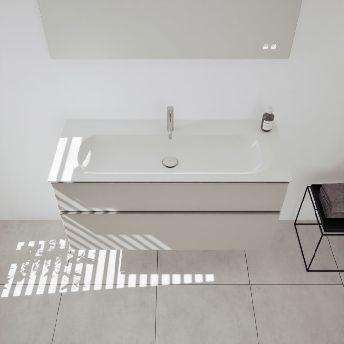 burgbad Fiumo 2.0 Mineralguss-Waschtisch mit Waschtischunterschrank 122 cm, mit Griff G0146