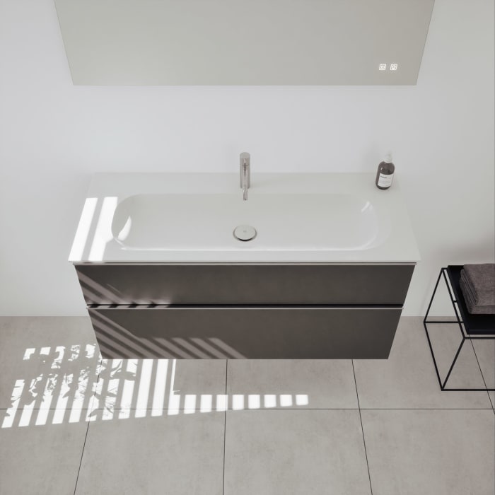 burgbad Fiumo 2.0 Mineralguss-Waschtisch mit Waschtischunterschrank 122 cm, mit Griff G0146