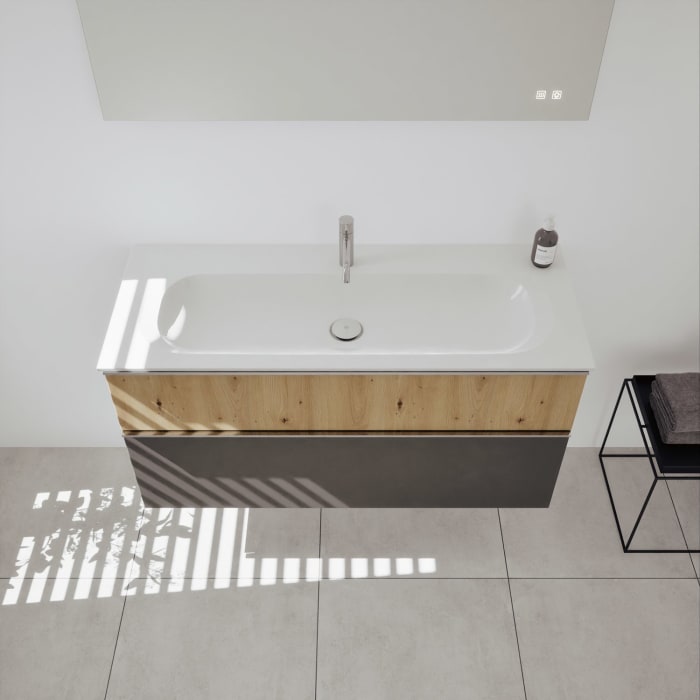 burgbad Fiumo 2.0 Mineralguss-Waschtisch mit Waschtischunterschrank 122 cm, mit Griff G0146