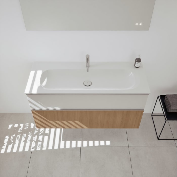 burgbad Fiumo 2.0 Mineralguss-Waschtisch mit Waschtischunterschrank 122 cm, mit Griff G0146