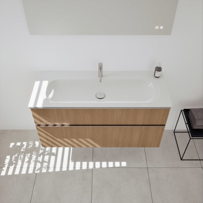 burgbad Fiumo 2.0 Mineralguss-Waschtisch mit Waschtischunterschrank 122 cm, mit Griff G0146