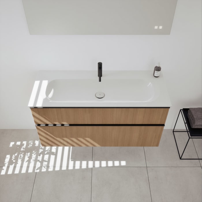 burgbad Fiumo 2.0 Mineralguss-Waschtisch mit Waschtischunterschrank 122 cm, mit Griff G0200