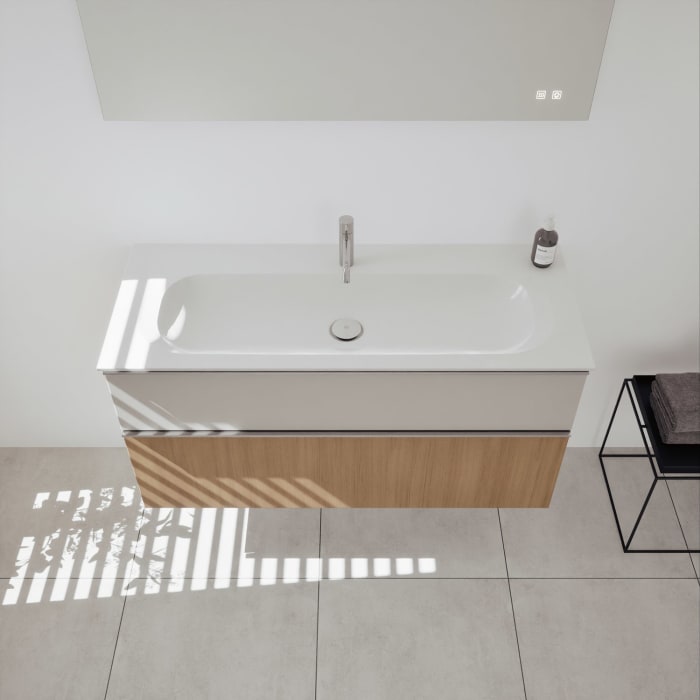 burgbad Fiumo 2.0 Mineralguss-Waschtisch mit Waschtischunterschrank 122 cm, mit Griff G0146