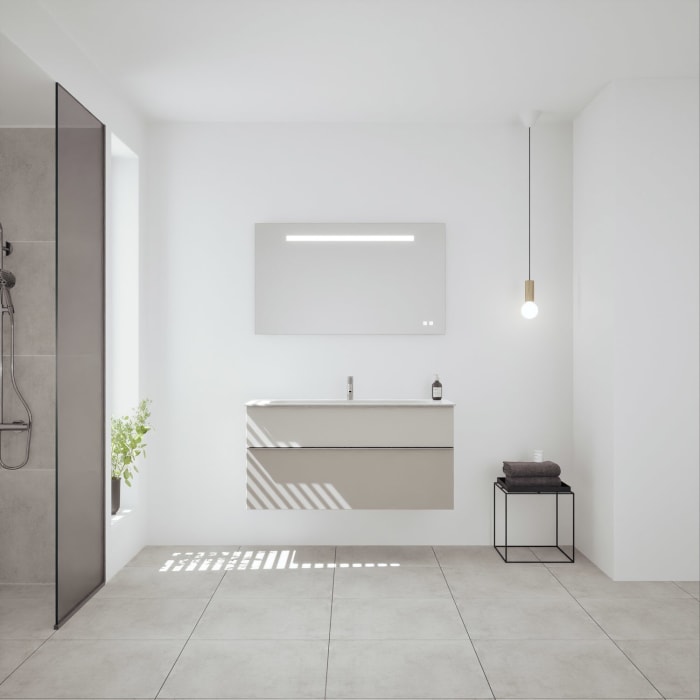 burgbad Fiumo 2.0 Mineralguss-Waschtisch mit Waschtischunterschrank 122 cm, mit Griff G0146