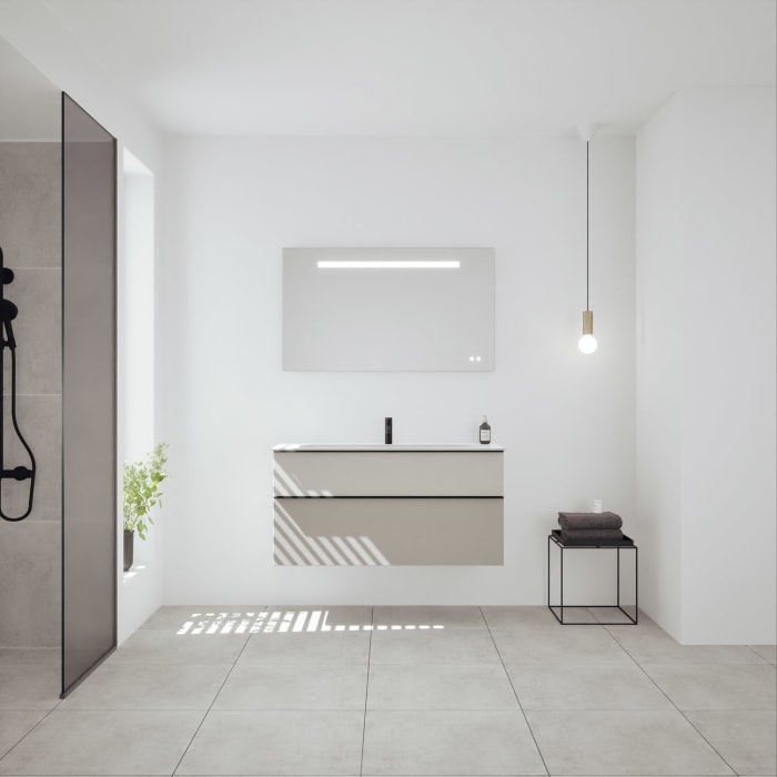 burgbad Fiumo 2.0 Mineralguss-Waschtisch mit Waschtischunterschrank 122 cm, mit Griff G0200