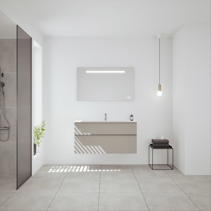 burgbad Fiumo 2.0 Mineralguss-Waschtisch mit Waschtischunterschrank 122 cm, mit Griff G0146