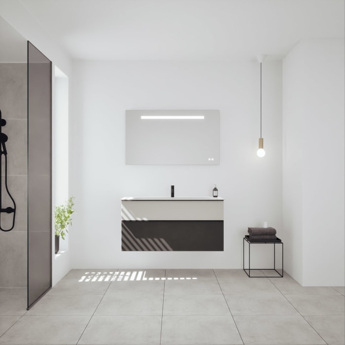 burgbad Fiumo 2.0 Mineralguss-Waschtisch mit Waschtischunterschrank 122 cm, mit Griff G0200