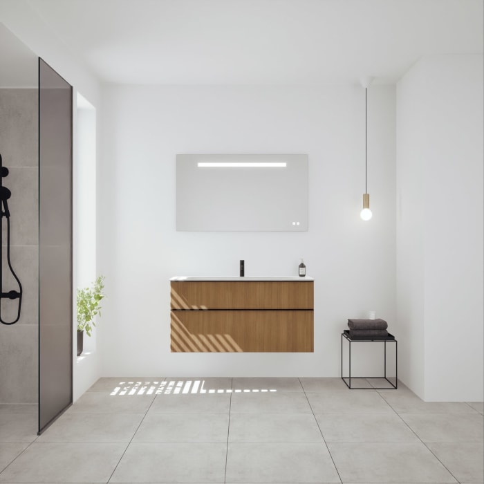 burgbad Fiumo 2.0 Mineralguss-Waschtisch mit Waschtischunterschrank 122 cm, mit Griff G0200