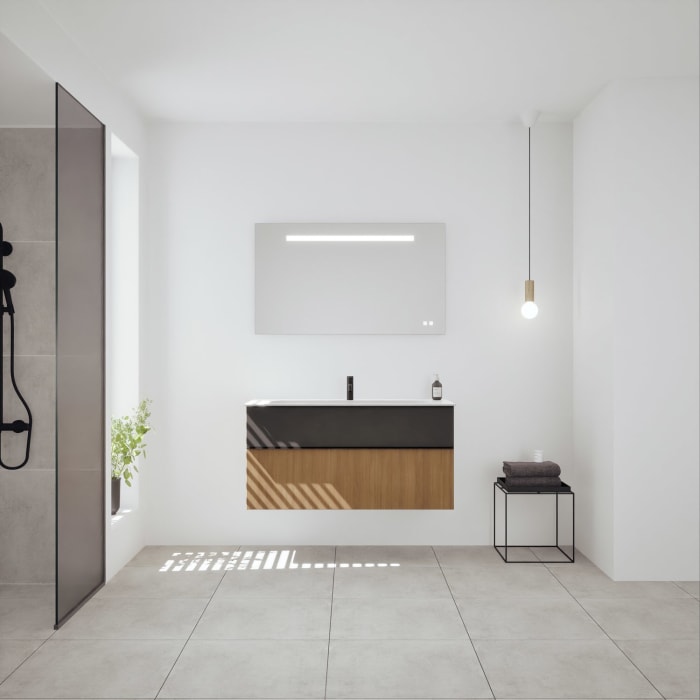 burgbad Fiumo 2.0 Mineralguss-Waschtisch mit Waschtischunterschrank 122 cm, mit Griff G0200