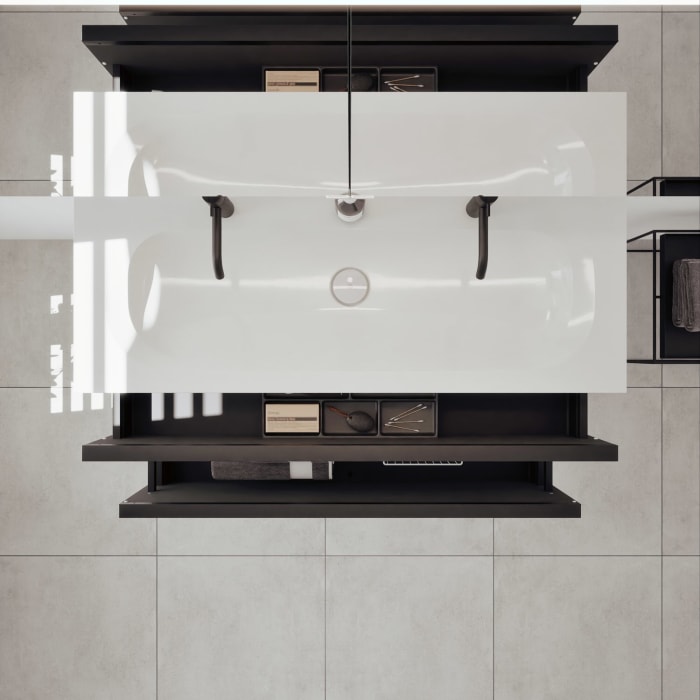 burgbad Fiumo 2.0 Mineralguss-Waschtisch mit Waschtischunterschrank 122 cm, mit Griff G0200