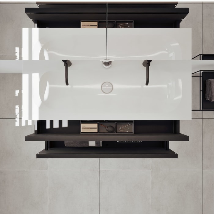 burgbad Fiumo 2.0 Mineralguss-Waschtisch mit Waschtischunterschrank 122 cm, mit Griff G0200