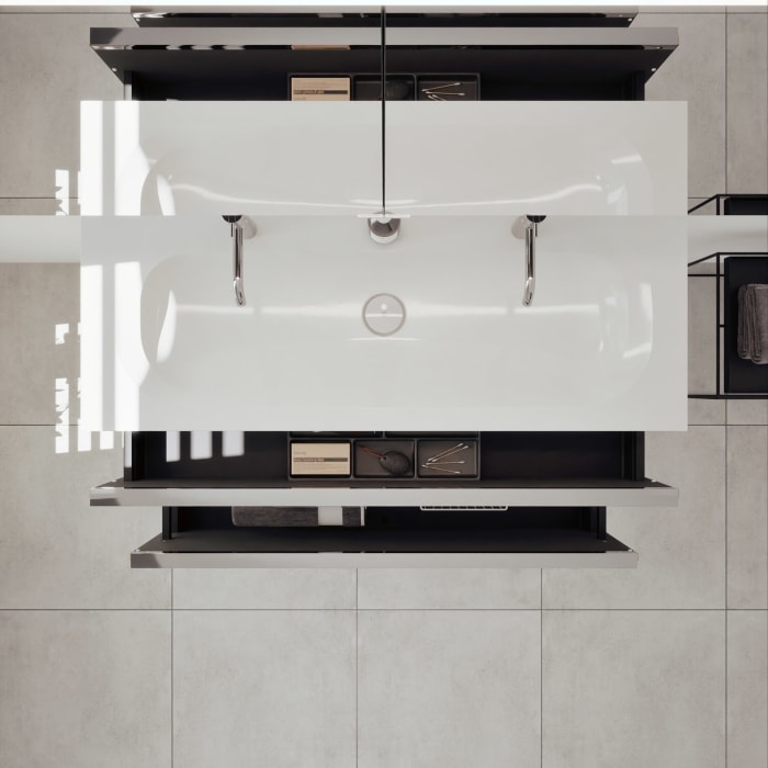 burgbad Fiumo 2.0 Mineralguss-Waschtisch mit Waschtischunterschrank 122 cm, mit Griff G0146