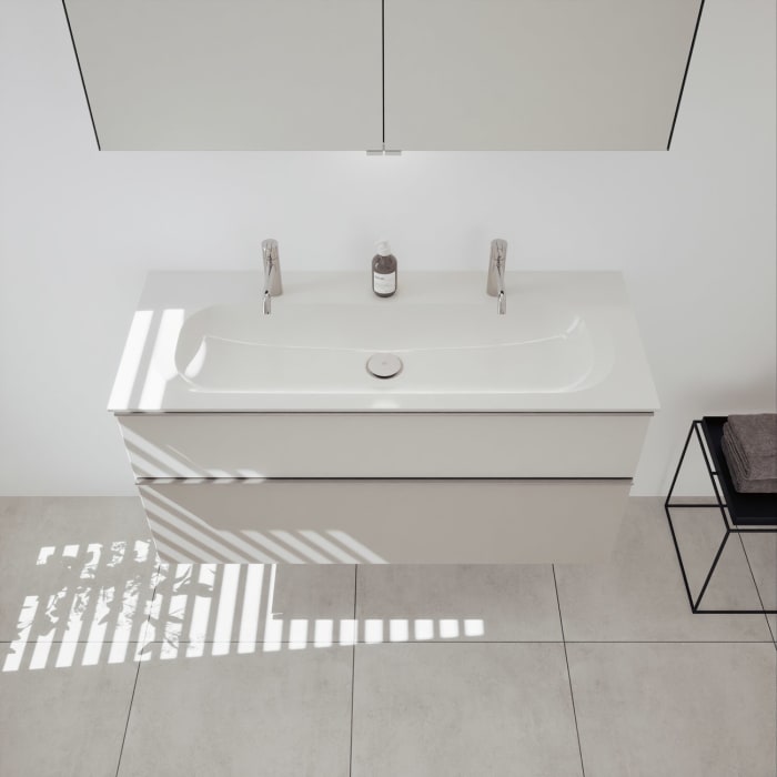 burgbad Fiumo 2.0 Mineralguss-Waschtisch mit Waschtischunterschrank 122 cm, mit Griff G0146