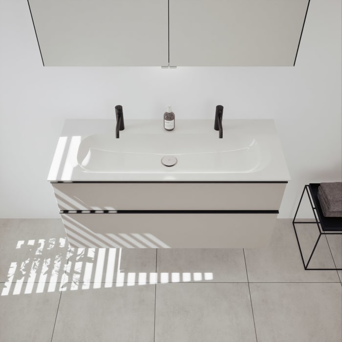 burgbad Fiumo 2.0 Mineralguss-Waschtisch mit Waschtischunterschrank 122 cm, mit Griff G0200