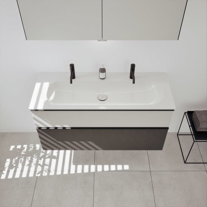 burgbad Fiumo 2.0 Mineralguss-Waschtisch mit Waschtischunterschrank 122 cm, mit Griff G0200