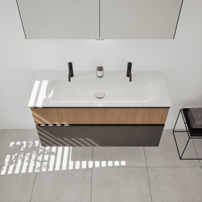 burgbad Fiumo 2.0 Mineralguss-Waschtisch mit Waschtischunterschrank 122 cm, mit Griff G0200