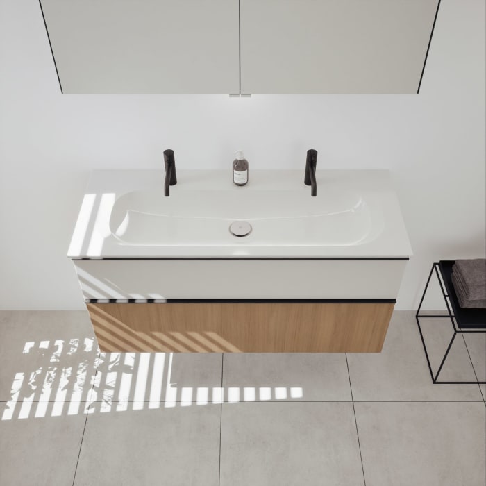 burgbad Fiumo 2.0 Mineralguss-Waschtisch mit Waschtischunterschrank 122 cm, mit Griff G0200