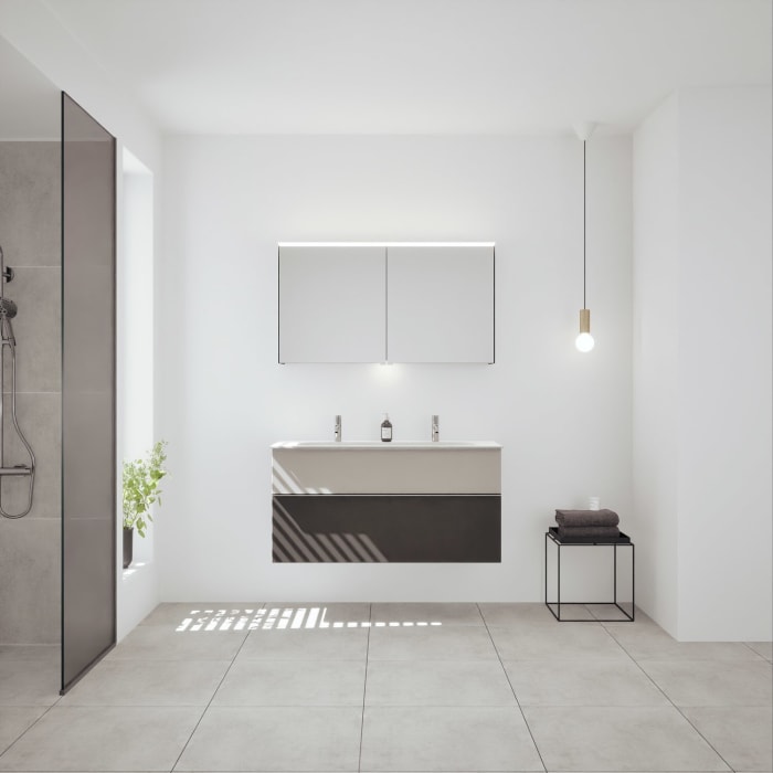 burgbad Fiumo 2.0 Mineralguss-Waschtisch mit Waschtischunterschrank 122 cm, mit Griff G0146