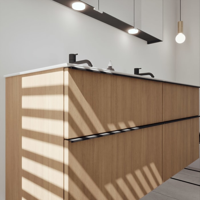 burgbad Fiumo 2.0 Mineralguss-Waschtisch mit Waschtischunterschrank 142 cm, mit Griff G0200