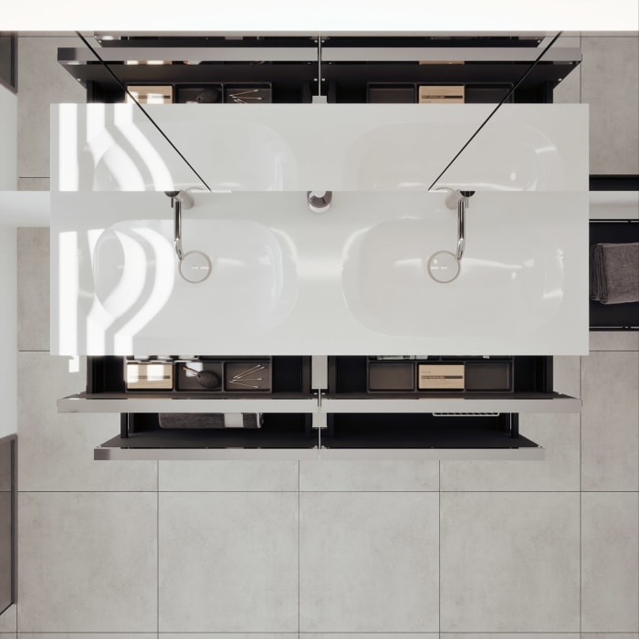 burgbad Fiumo 2.0 Mineralguss-Waschtisch mit Waschtischunterschrank 142 cm, mit Griff G0146