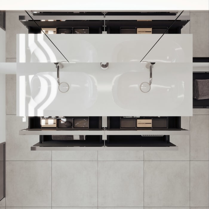 burgbad Fiumo 2.0 Mineralguss-Waschtisch mit Waschtischunterschrank 142 cm, mit Griff G0146