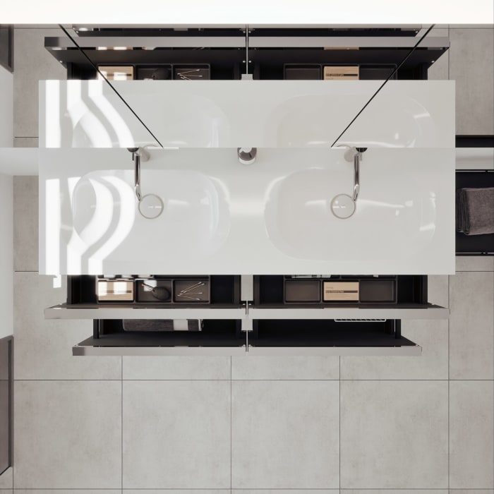 burgbad Fiumo 2.0 Mineralguss-Waschtisch mit Waschtischunterschrank 142 cm, mit Griff G0146