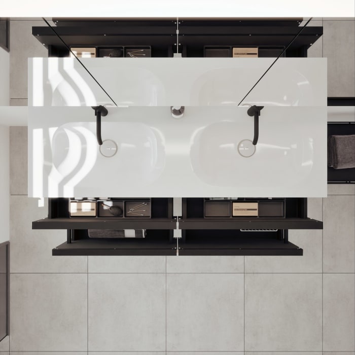 burgbad Fiumo 2.0 Mineralguss-Waschtisch mit Waschtischunterschrank 142 cm, mit Griff G0200