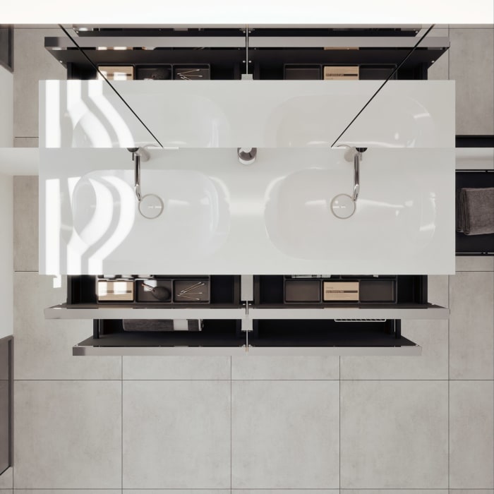 burgbad Fiumo 2.0 Mineralguss-Waschtisch mit Waschtischunterschrank 142 cm, mit Griff G0146