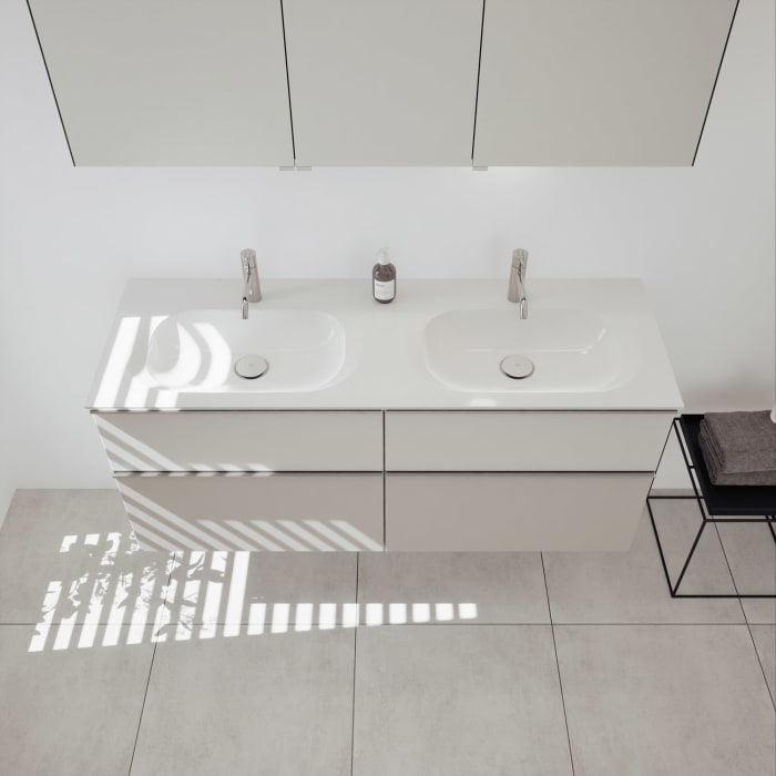 burgbad Fiumo 2.0 Mineralguss-Waschtisch mit Waschtischunterschrank 142 cm, mit Griff G0146