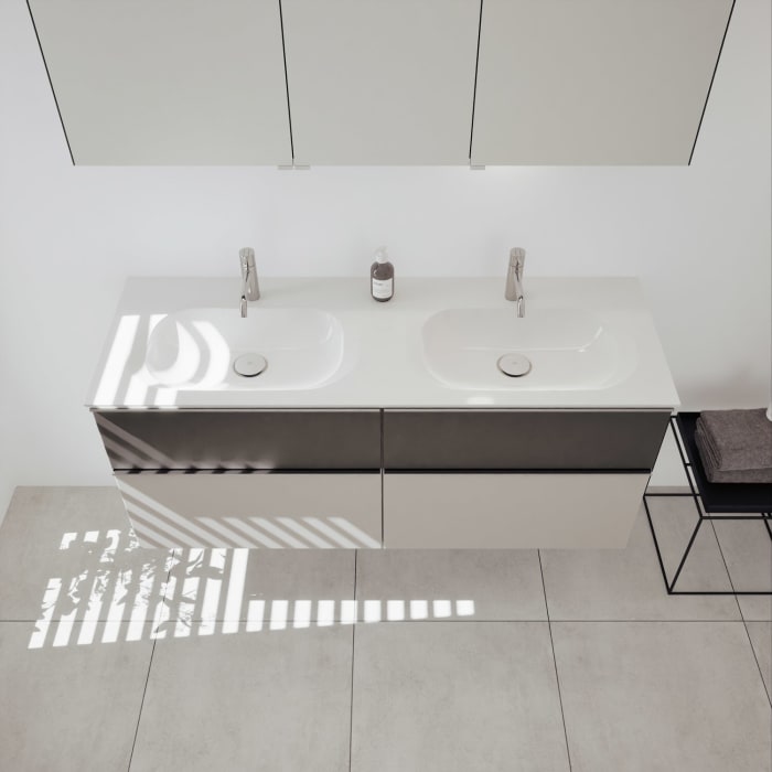 burgbad Fiumo 2.0 Mineralguss-Waschtisch mit Waschtischunterschrank 142 cm, mit Griff G0146