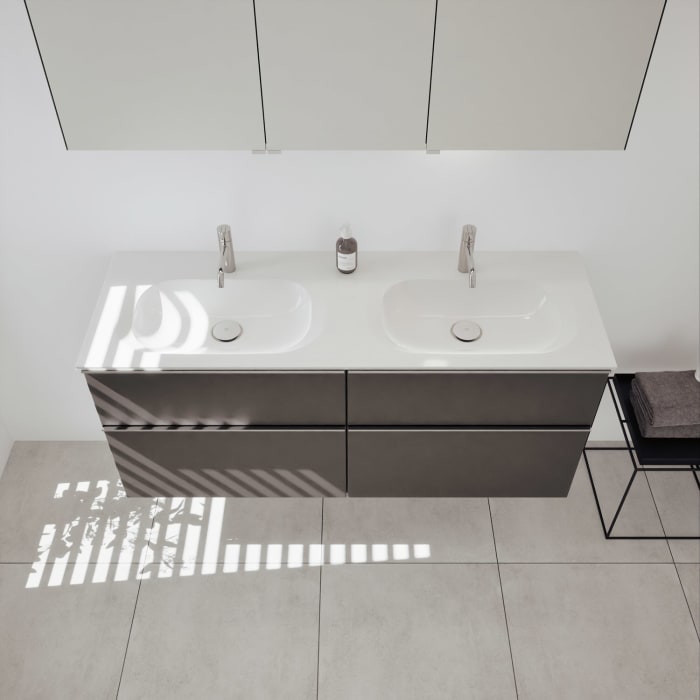 burgbad Fiumo 2.0 Mineralguss-Waschtisch mit Waschtischunterschrank 142 cm, mit Griff G0146