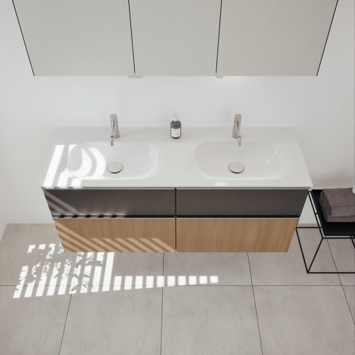 burgbad Fiumo 2.0 Mineralguss-Waschtisch mit Waschtischunterschrank 142 cm, mit Griff G0146