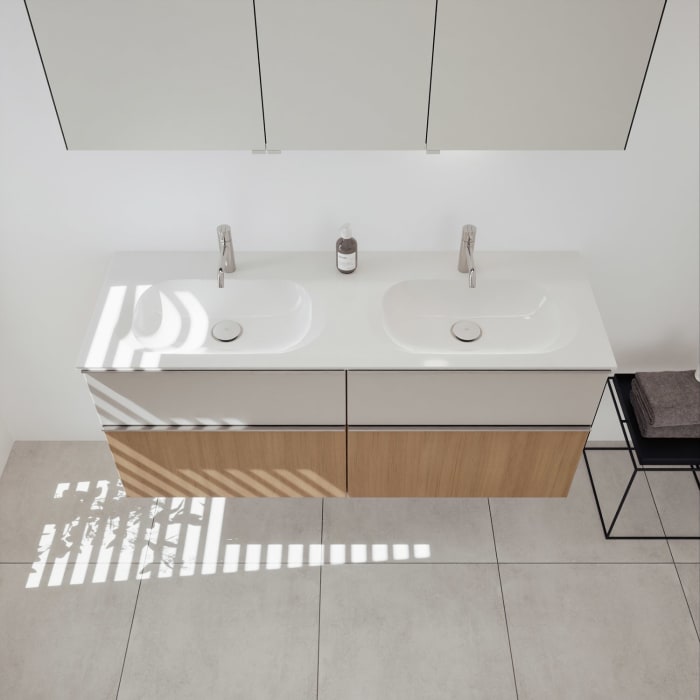 burgbad Fiumo 2.0 Mineralguss-Waschtisch mit Waschtischunterschrank 142 cm, mit Griff G0146