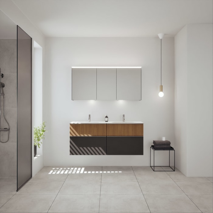 burgbad Fiumo 2.0 Mineralguss-Waschtisch mit Waschtischunterschrank 142 cm, mit Griff G0146