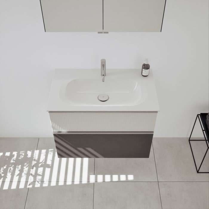 burgbad Fiumo 2.0 Mineralguss-Waschtisch mit Waschtischunterschrank 82 cm, mit Griff G0146