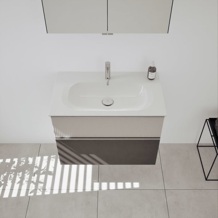 burgbad Fiumo 2.0 Mineralguss-Waschtisch mit Waschtischunterschrank 82 cm, mit Griff G0146