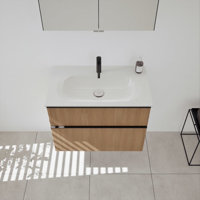 burgbad Fiumo 2.0 Mineralguss-Waschtisch mit Waschtischunterschrank 82 cm, mit Griff G0200