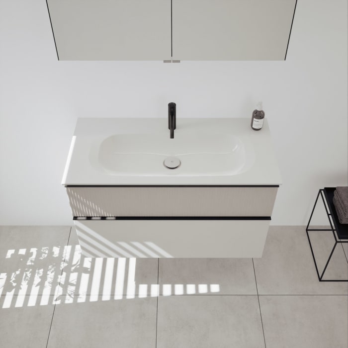 burgbad Fiumo 2.0 Mineralguss-Waschtisch mit Waschtischunterschrank 102 cm, mit Griff G0200