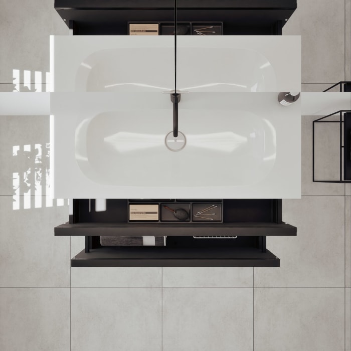 burgbad Fiumo 2.0 Mineralguss-Waschtisch mit Waschtischunterschrank 102 cm, mit Griff G0200