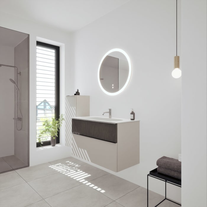 burgbad Fiumo 2.0 Mineralguss-Waschtisch mit Waschtischunterschrank 102 cm, mit Griff G0146