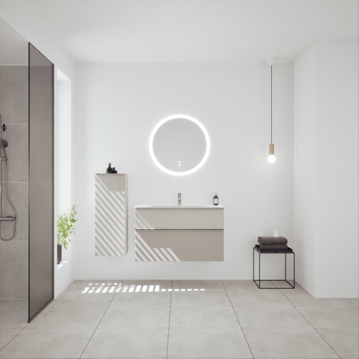 burgbad Fiumo 2.0 Mineralguss-Waschtisch mit Waschtischunterschrank 102 cm, mit Griff G0146