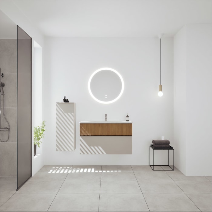 burgbad Fiumo 2.0 Mineralguss-Waschtisch mit Waschtischunterschrank 102 cm, mit Griff G0146