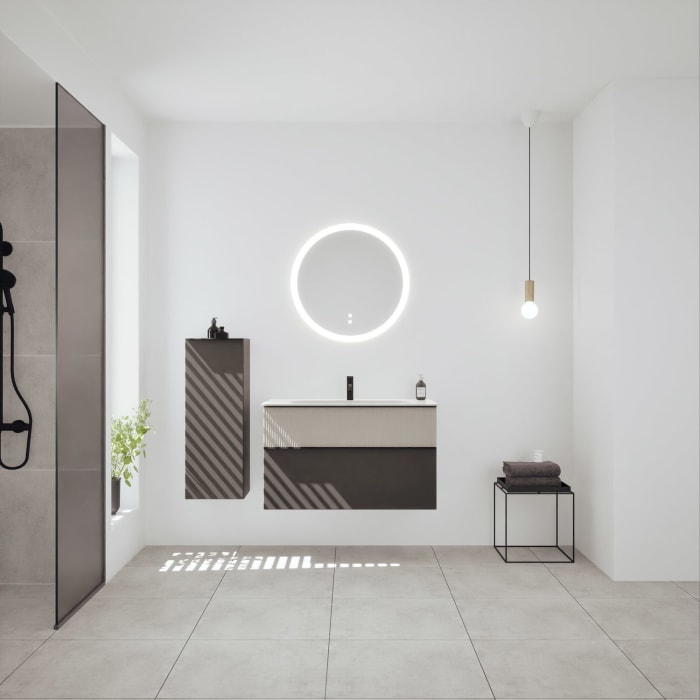 burgbad Fiumo 2.0 Mineralguss-Waschtisch mit Waschtischunterschrank 102 cm, mit Griff G0200