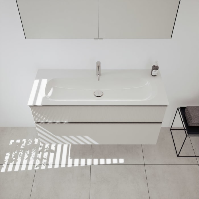 burgbad Fiumo 2.0 Mineralguss-Waschtisch mit Waschtischunterschrank 122 cm, mit Griff G0146